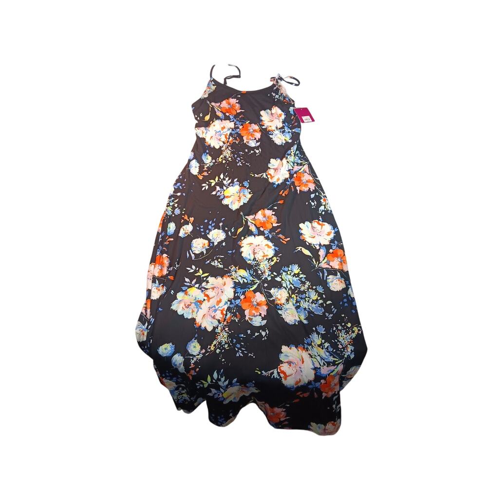 SO Women’s Floral Maxi Dress Black Multicolor Large Built-In Bra NWT Kohl’s